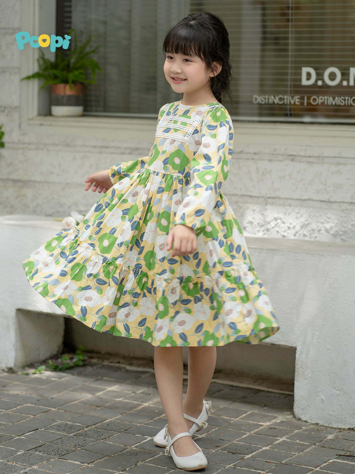 Váy Hoa Dài Midi Poopi Vải Lanh Mịn P0807