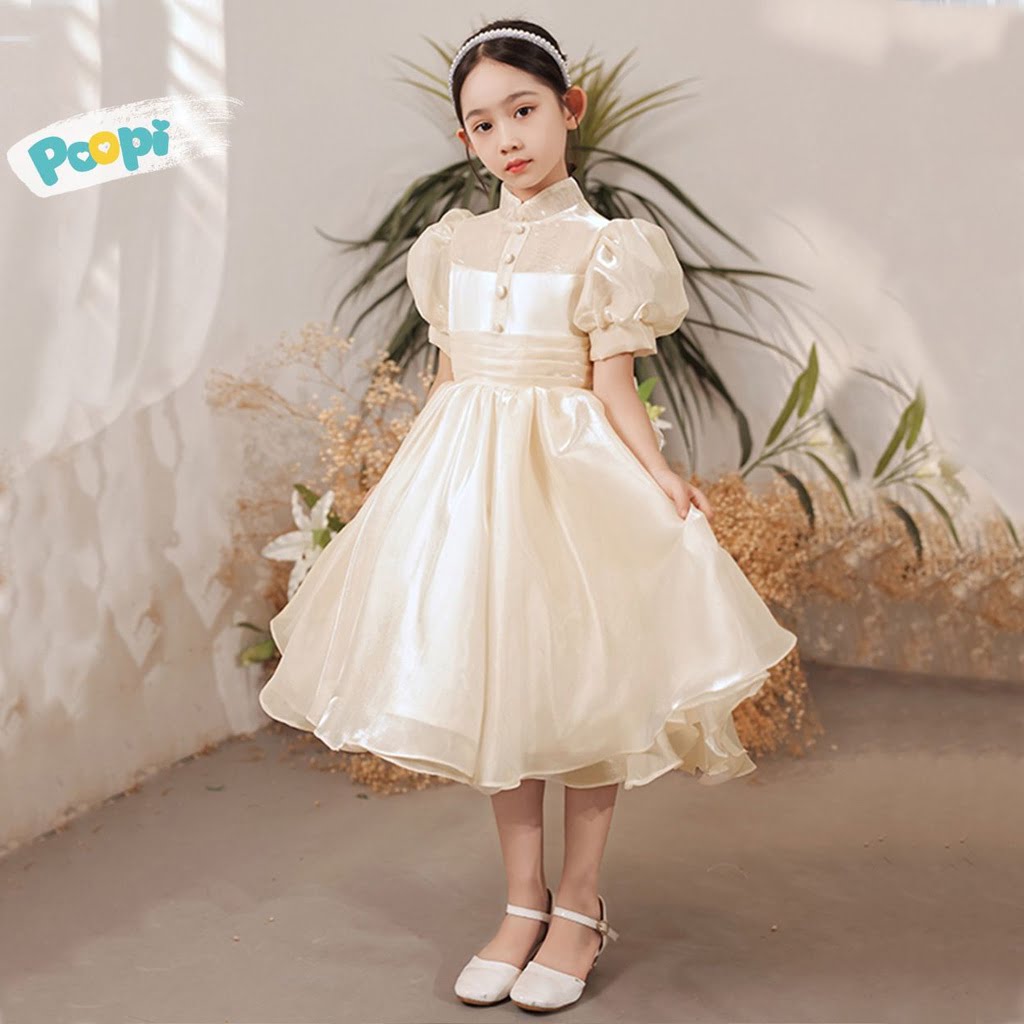 Váy Công Chúa Bé Gái Poopi Váy Dự Tiệc Dáng Xoè Đính Nơ Lưng P10177